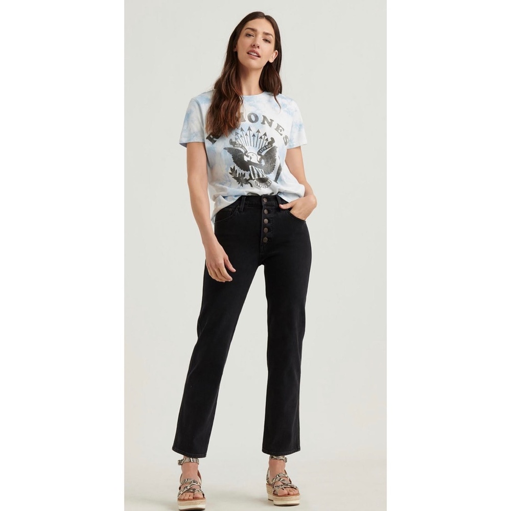 Lucky Brand Mid Rise Authentic Straight Jeans 6/28R Black Button Fly Never Worn